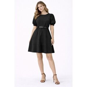 Bcbgeneration Black Puff Sleeve Mini Dress Short Sleeve Fit & Flare Size M